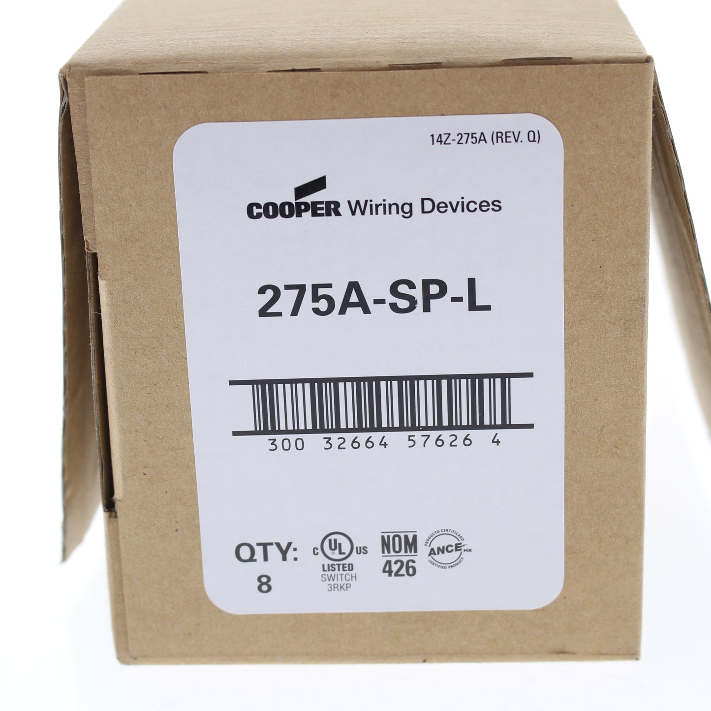 Cooper 275A 3-Way Almond pcs Double Wall Toggle Light Switch15A Single Pole 8pcs