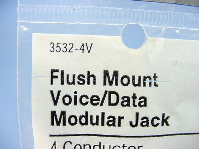 Cooper Ivory Flush Mount Phone Jack Wall Plate 4-Conductor Telephone 3532-4V