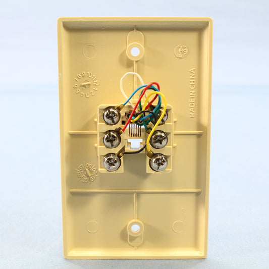 Cooper 3532-6V Ivory 1-Gang Telephone Jack Wall Plate 6-Conductor Flush Mount