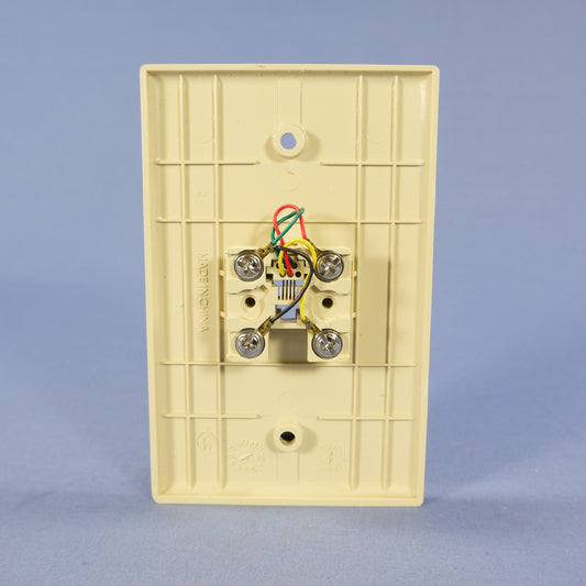 Cooper 3533-4V Ivory 1-Gang 4-Wire Telephone Jack Mid-Size Flush Mount Wallplate