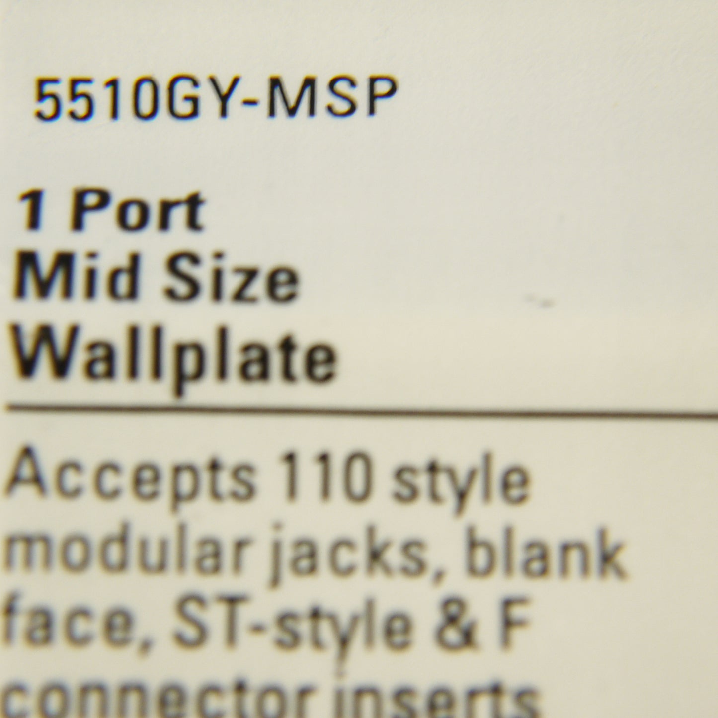 Cooper 5510GY-MSP Gray 1-Gang Mid-Size Flush 110 Style 1-Port Nylon Wallplate