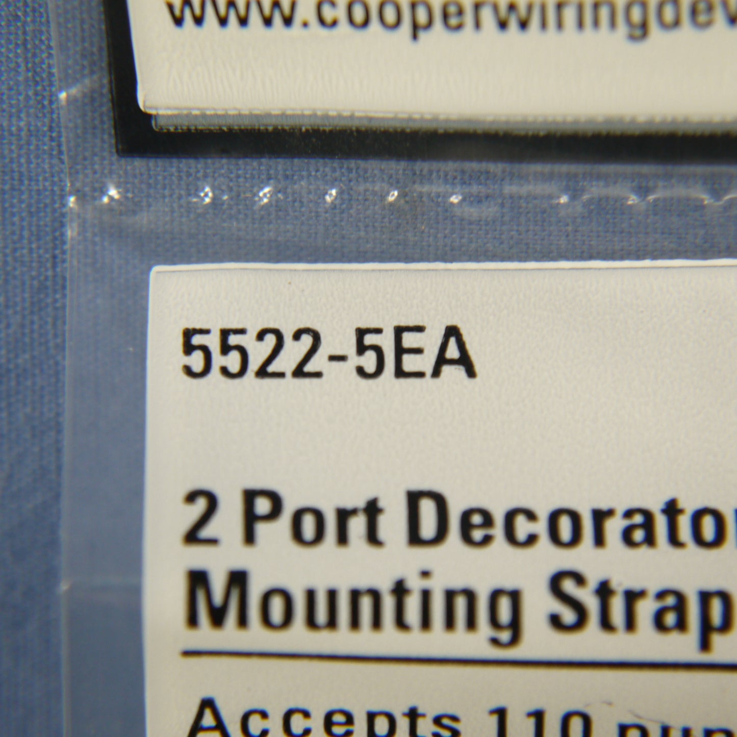 Cooper 5522-5EA Almond 2-Port Decorator Mounting Strap Wallplate Cover Insert