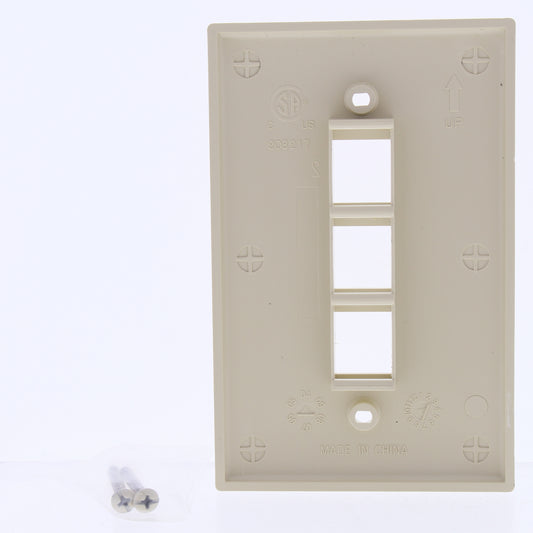 Cooper 5530V-MSP Ivory 1-Gang 3-Port Nylon Wallplate Mid-Size Flush Mount Cover