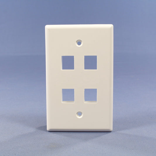 Cooper 5540W-MSP White 1-Gang 4-Port Nylon Wallplate Mid-Size Flush Mount Cover