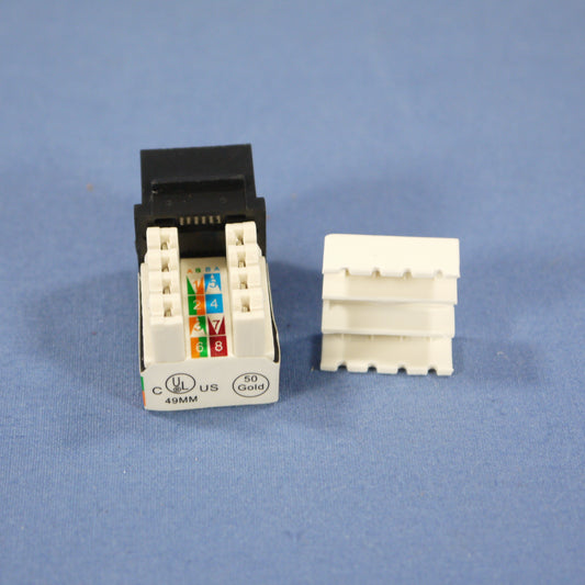 Cooper Black Cat 6 Snap-In Modular Data Jack 110 Style 8-Position RJ45 5546-6BK