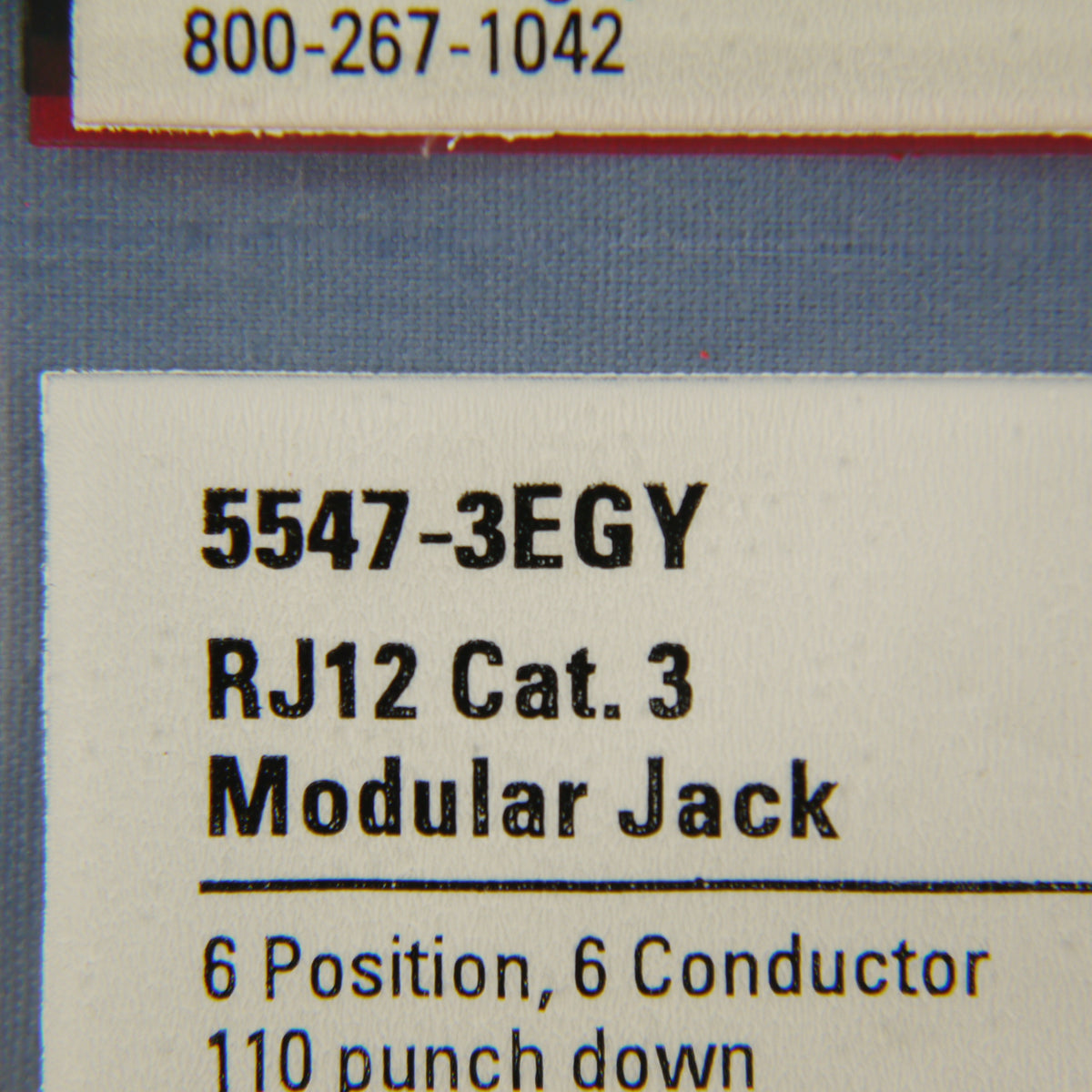 Cooper Gray Cat3 Snap-In Modular Voice Jack 110 Style 6-Position RJ12 5547-3EGY