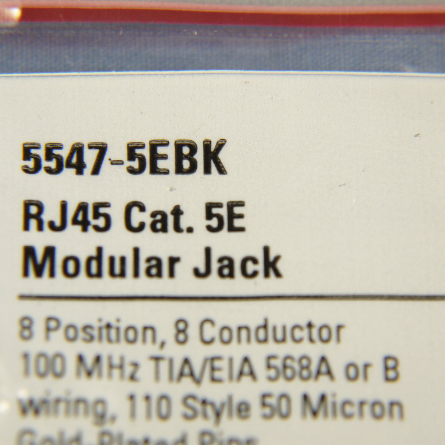 Cooper 5547-5EBK Black Cat5e Snap-In Modular Data Jack 110 Style 8-Position RJ45