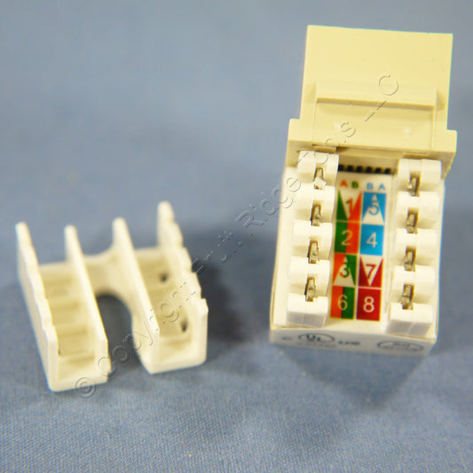 10 Cooper Ivory Cat5e Snap-In Modular Data Jacks 110 Style 8-Position RJ45