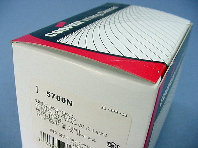 Cooper Flush Mount Power Receptacle Outlet Oven Welder Nema 6-30R 30A 250V 5700N