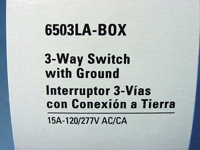 Cooper 6503LA Light Almond 3-Way Decorator Rocker Wall Light Switch 15A 120V