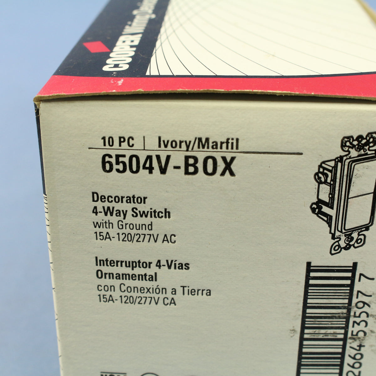 Cooper 6504V Ivory 4-Way Decorator Rocker Wall Light Switch 15A 120/277V 10pcs