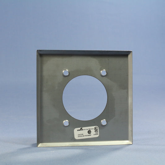 Cooper #68 2-Gang Power Outlet 2.15" Hole Chrome Steel Wallplate Cover Box Mount