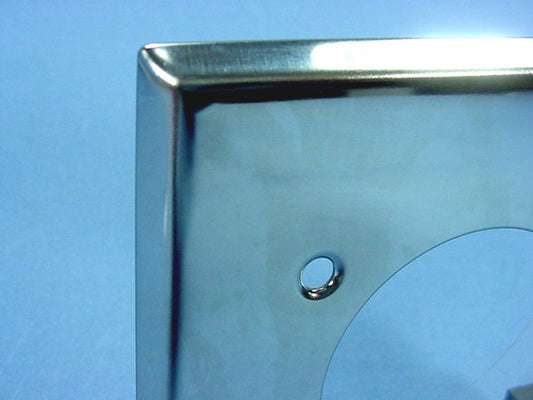 Cooper 68 Chrome 2-Gang Power Outlet 2.15" Chrome Plated Steel Wallplate Cover