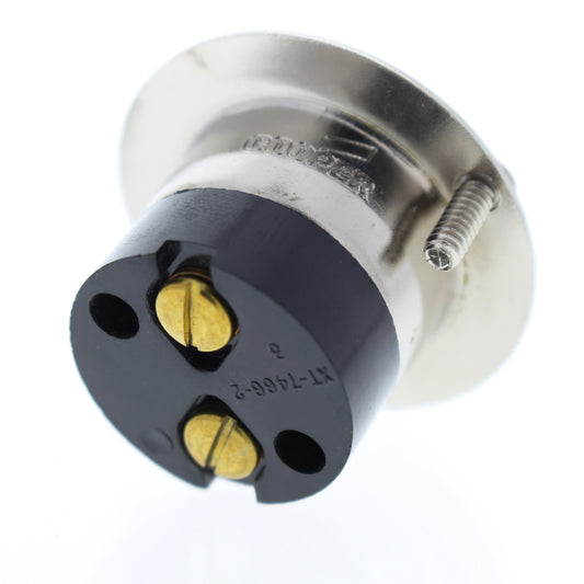 Cooper Black Industrial 15A 125V 2-Pole 2-Wire Midget Locking Flanged Inlet 7466