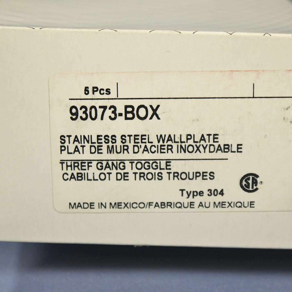 Cooper 93073 Non-Magnetic Stainless Steel 3-Gang Toggle Switch Wallplates 5-Pack