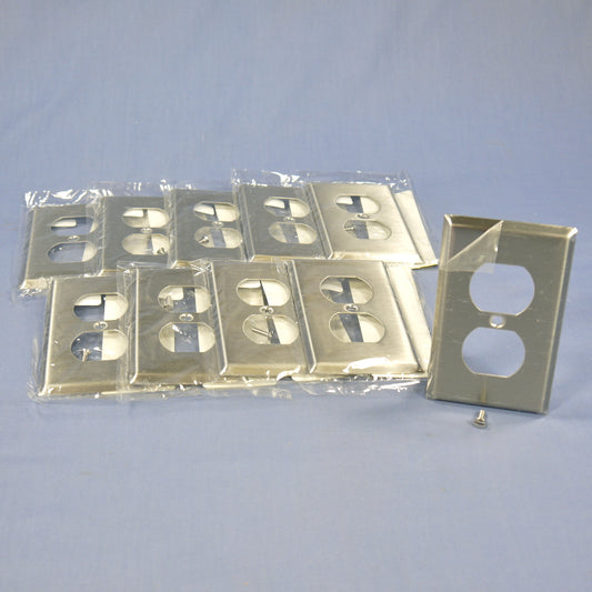 10 Cooper Stainless Steel 1-Gang Receptacle Duplex Outlet Cover Wallplates 93101