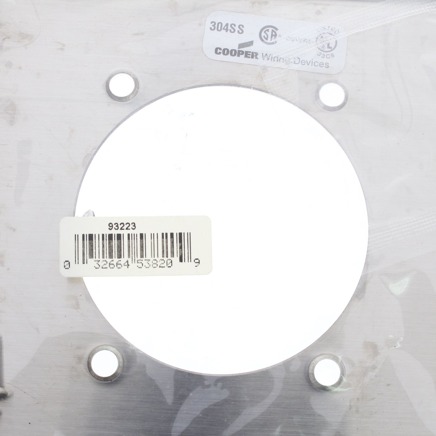 Cooper 93223 Stainless Steel 2-Gang 2.4688 Opening Outlet Wallplate Non-Magnetic