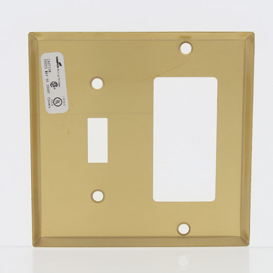 Cooper 94432 Satin Brass 2-Gang Toggle Switch Decorator Standard Wallplate