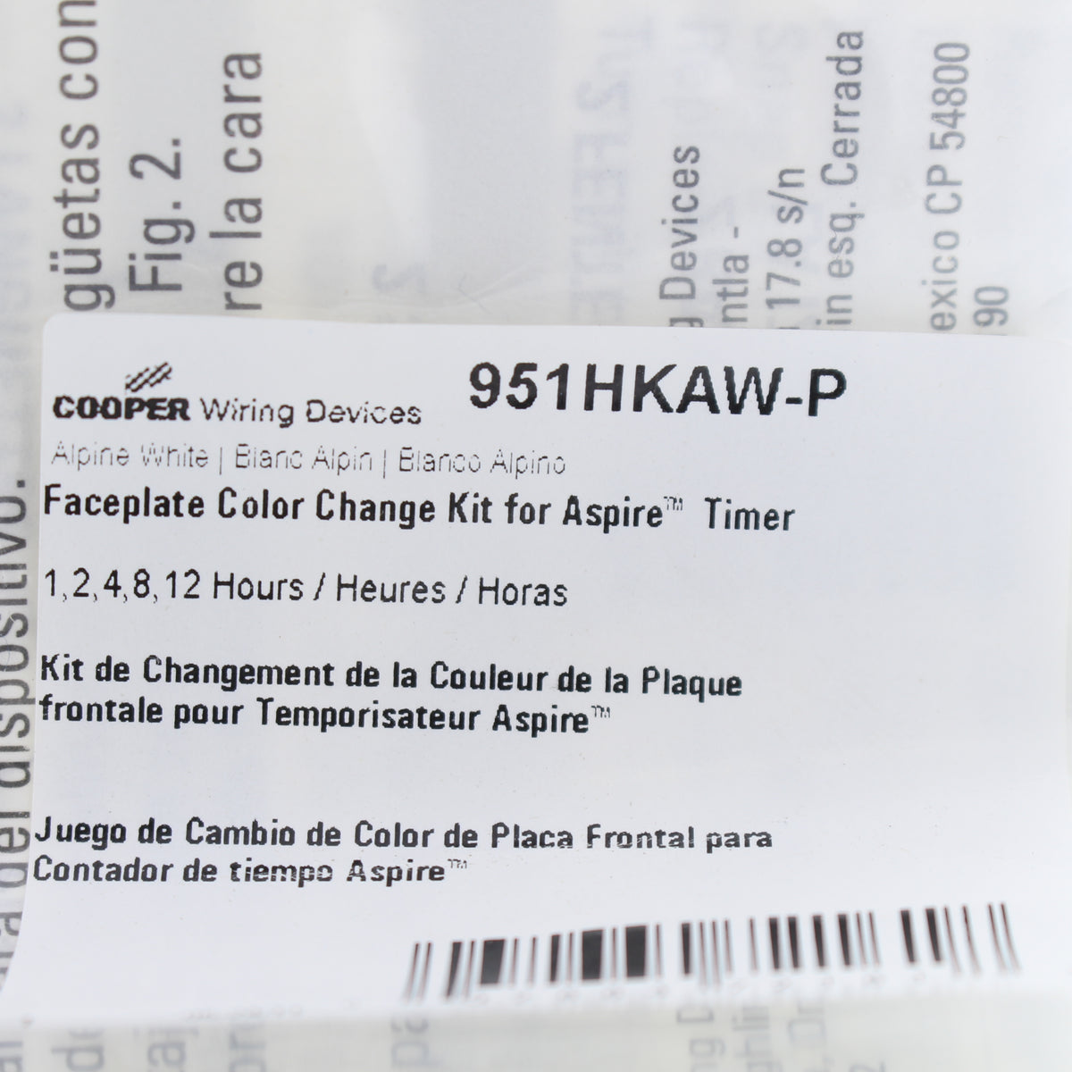 Cooper Aspire AlPine White Color Change Kit for 1,2,4,8,12 Hour Timer 951HKAW-P