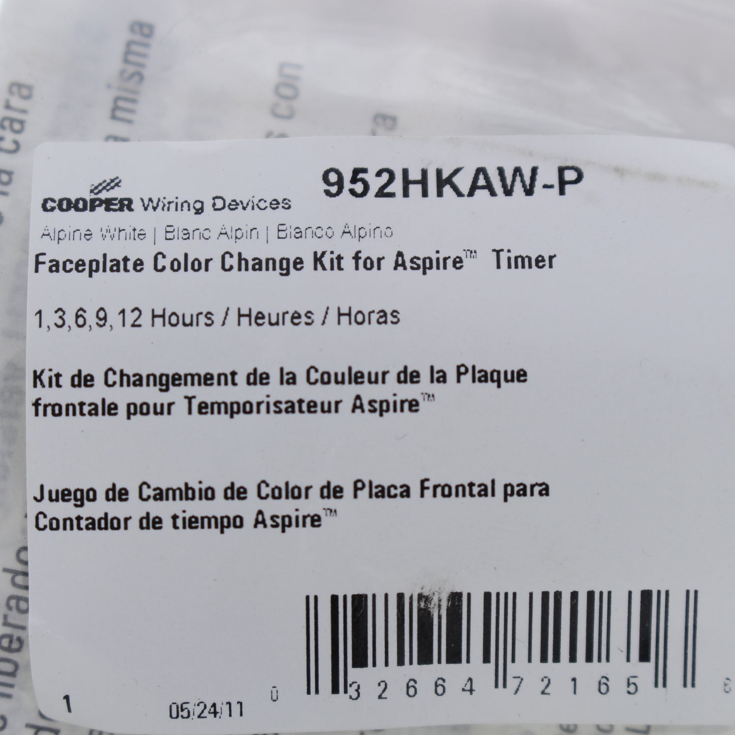 Cooper Aspire Alpine White Color Change Kit for 1,3,6,9,12 Hour Timer 952HKAW-P