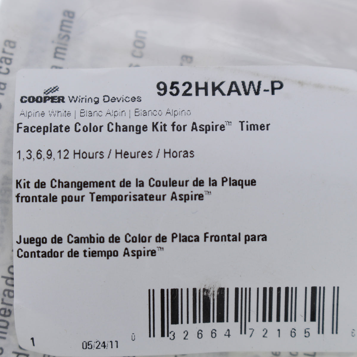 Cooper Aspire Alpine White Color Change Kit for 1,3,6,9,12 Hour Timer 952HKAW-P