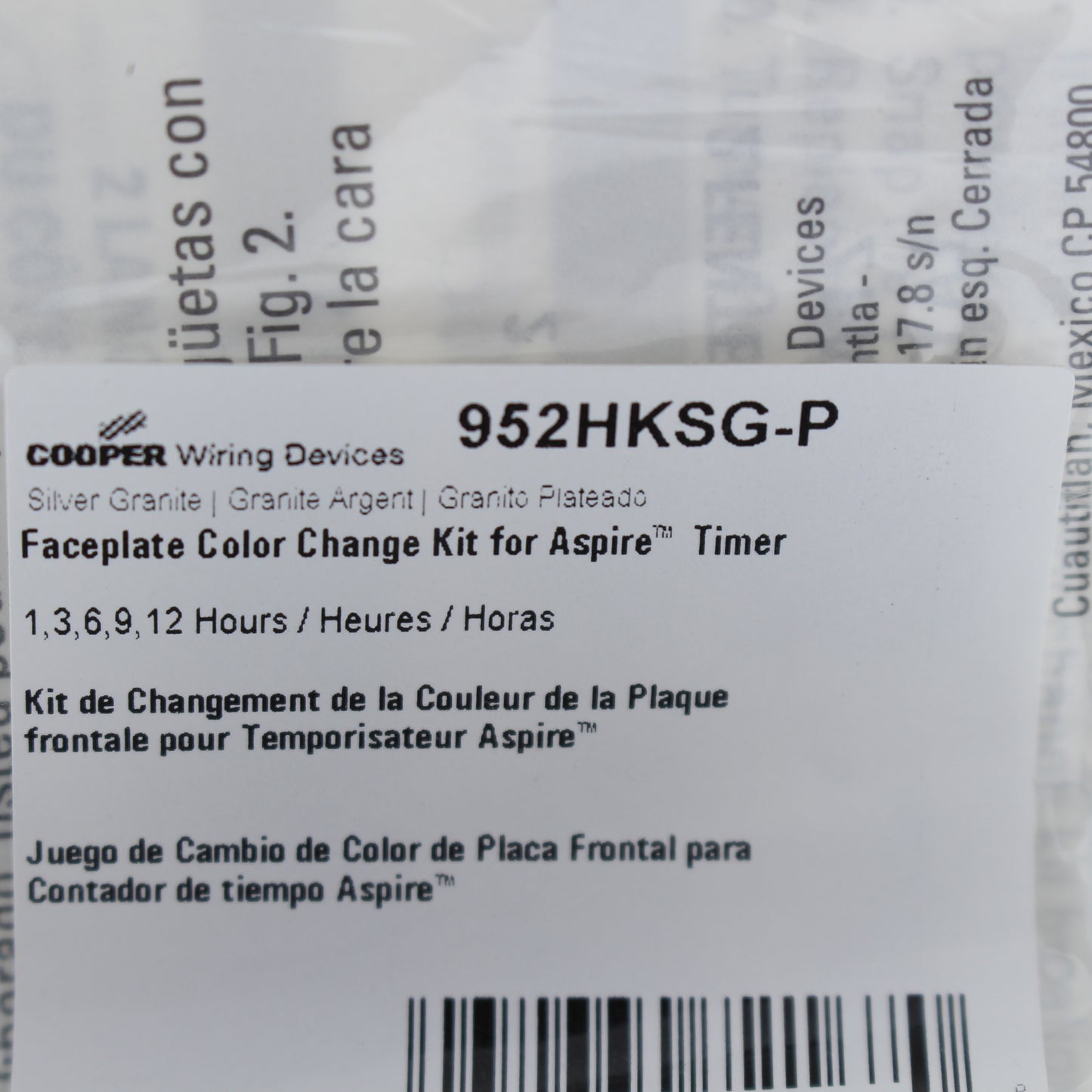 Aspire Silver Granite Color Change Kit for 1,3,6,9,12 Hour Timer 952HKSG-P