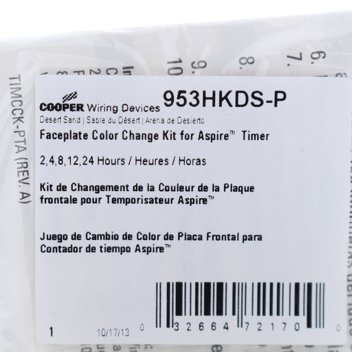 Cooper Aspire Desert Sand Color Change Kit for 2,4,8,12,24 Hour Timer 953HKDS-P
