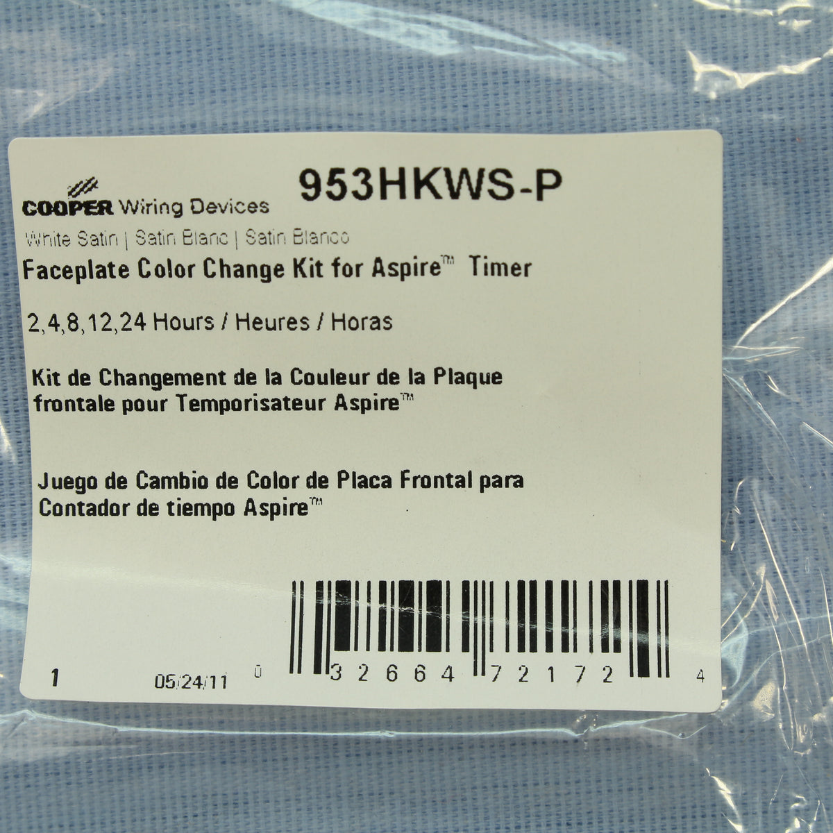 Cooper Aspire White Satin Color Change Kit for 2,4,8,12,24 Hour Timer 953HKWS-P
