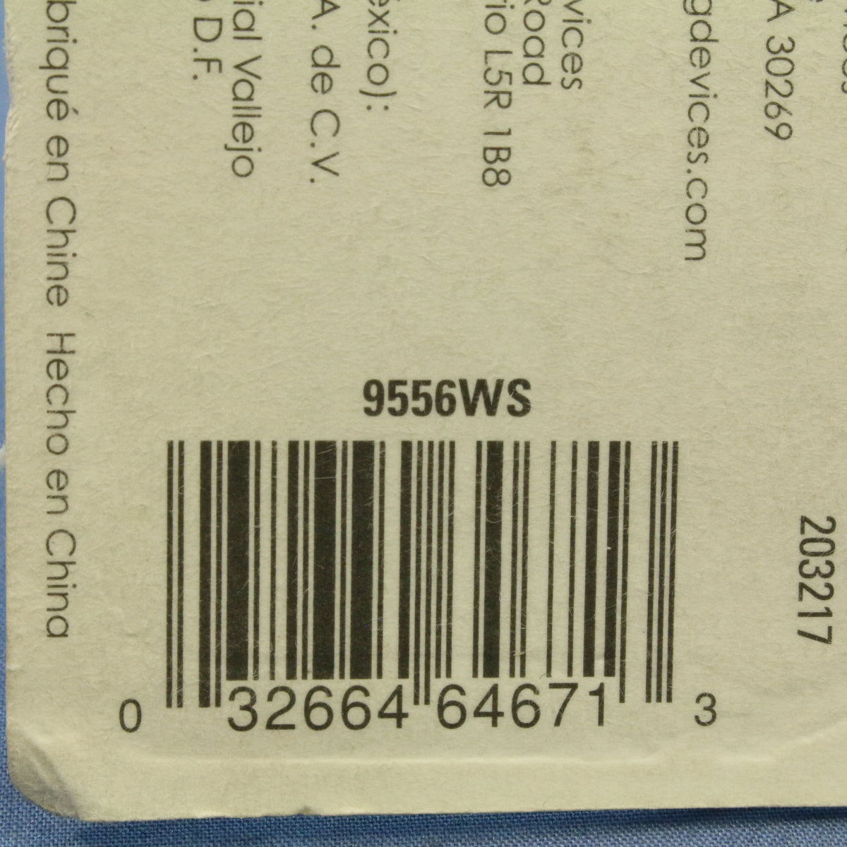 Cooper Aspire White Satin (Pale Gray) Cat3 Modular Voice Jack 6-Position 9556WS