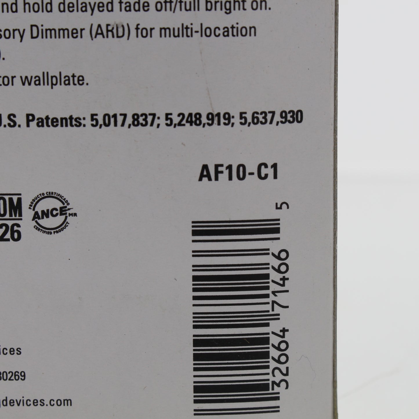 Cooper AF10-C1 A/IV/WH Smart Master Dimmer Preset Fluorescent Multi-Way 1000VA