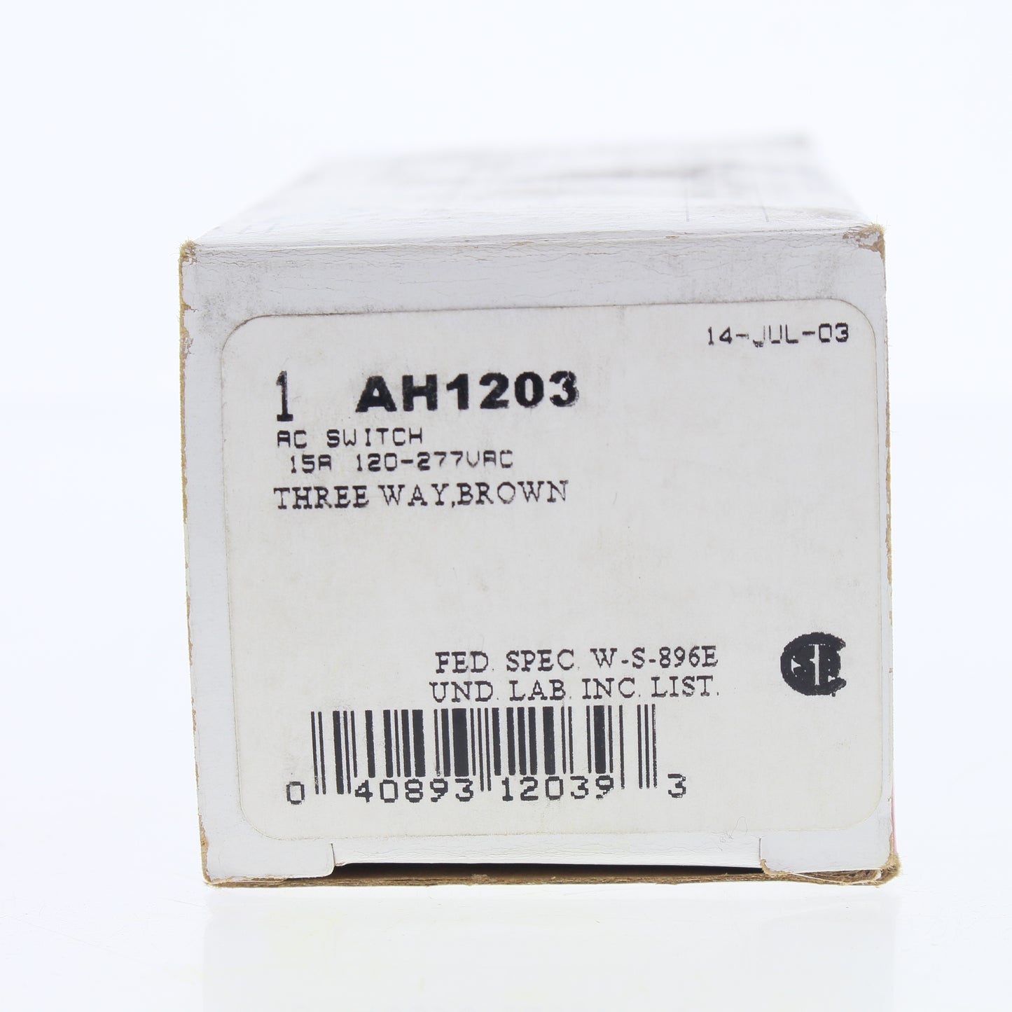 Cooper AH1203 Brown Industrial Toggle Wall Light Switch 15A 120/277V 3-Way B&S