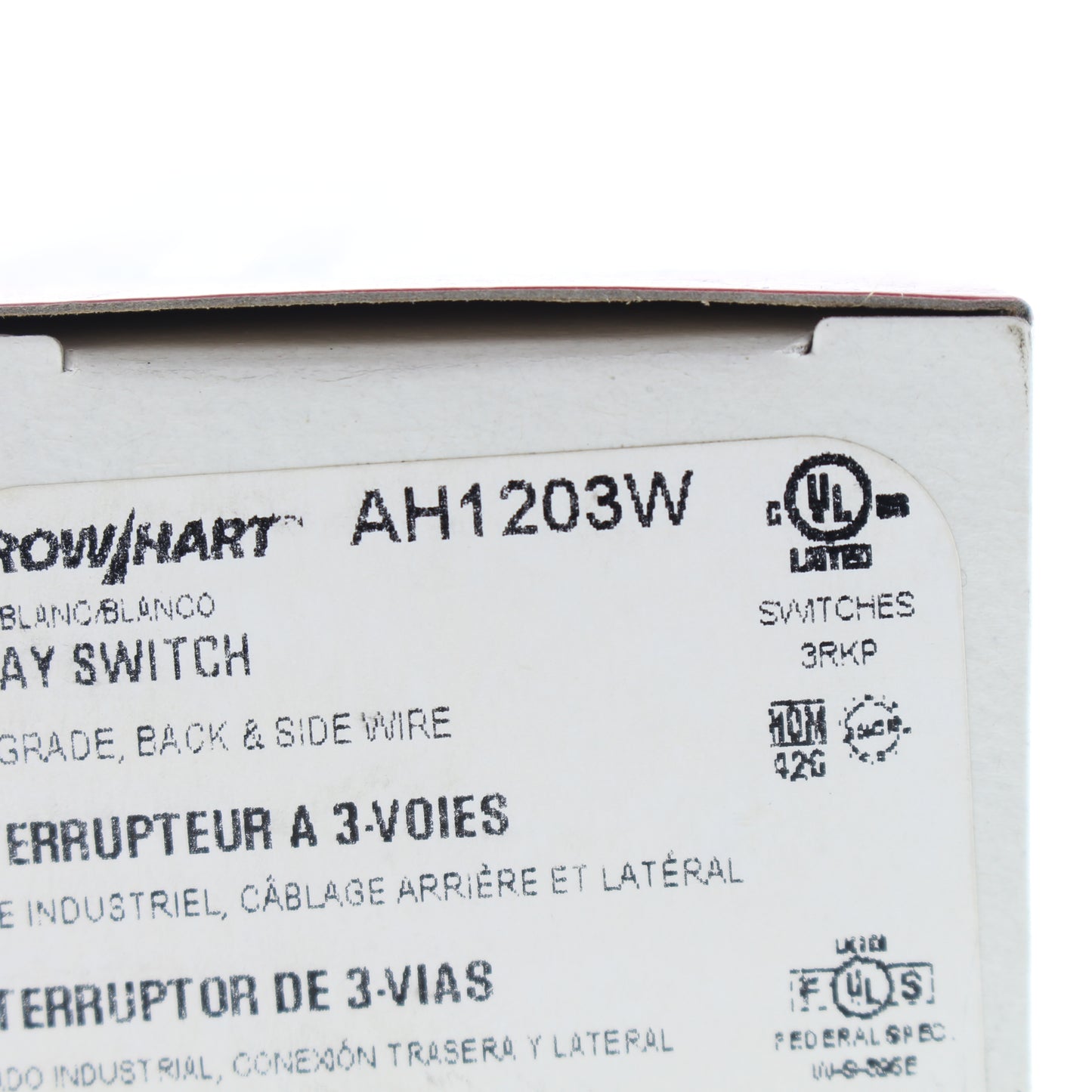 Cooper AH1203W White Industrial 3-Way Toggle Wall Light Switch 15A 120/277V