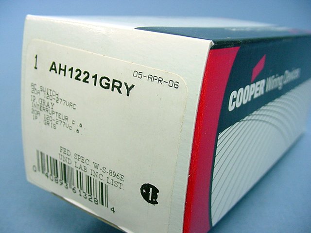 Arrow Hart AH1221GRY Gray Cooper Industrial AC Toggle Light Switch 20A Oldstyle
