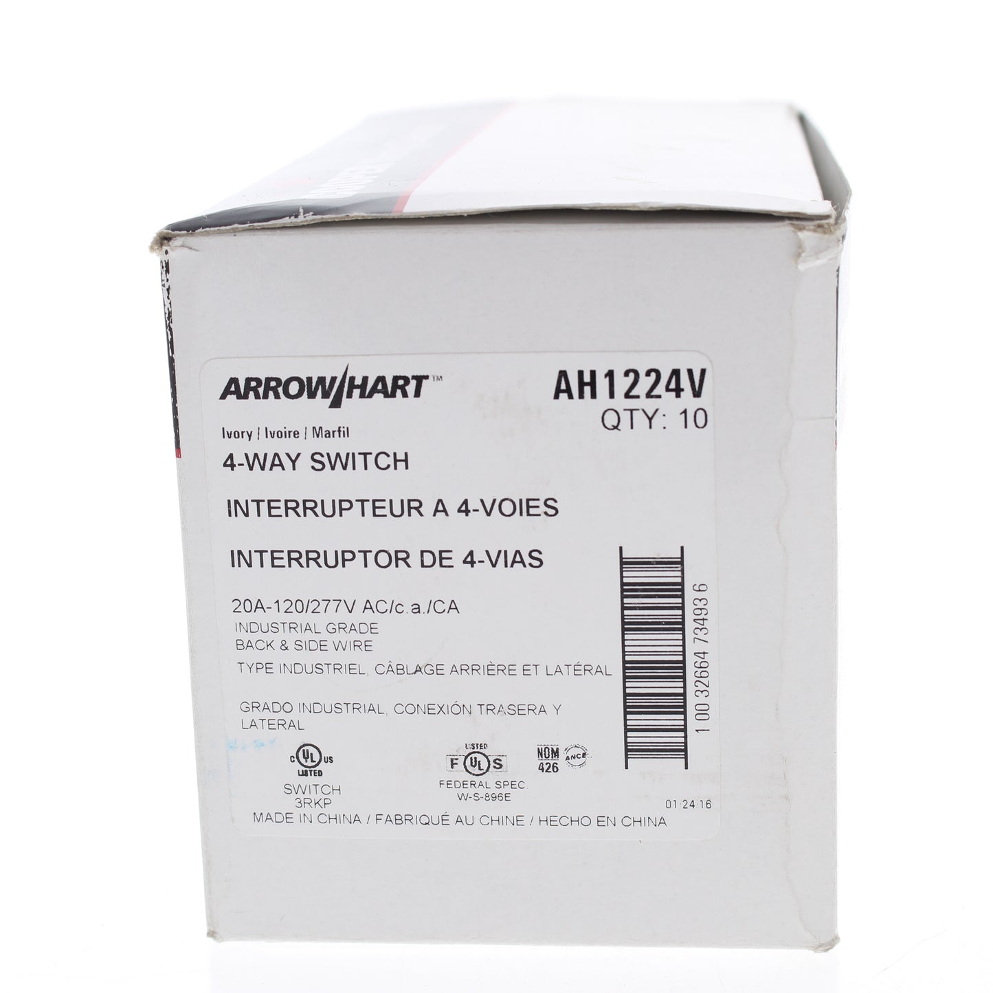 Arrow Hart AH1224V Ivory Cooper Industrial 4-Way Toggle Light Switches 20A 10pcs