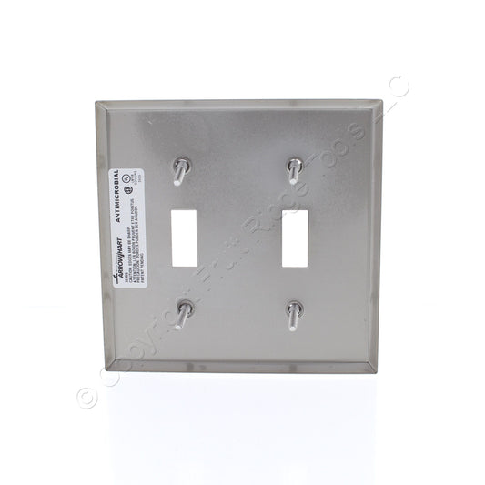 Cooper Antimicrobial Stainless Steel 2G Switch Cover Toggle Wallplate AH93072AM