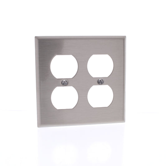 10 Cooper Antimicrobial Stainless 2G Receptacle Wallplate Outlet Covers 93102AM