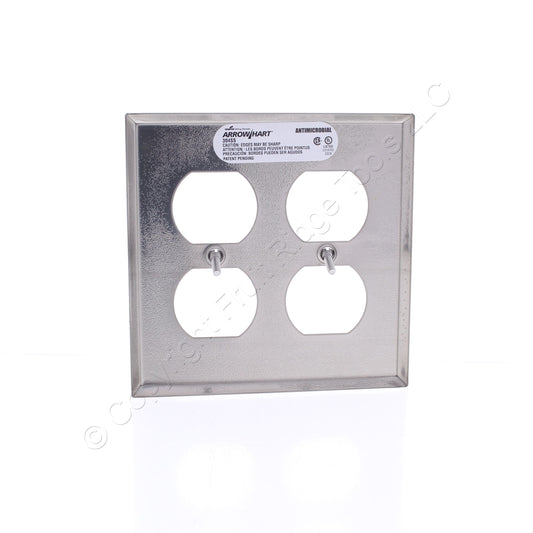 Cooper Antimicrobial Stainless Steel 2-Gang Receptacle Wallplate Outlet Cover