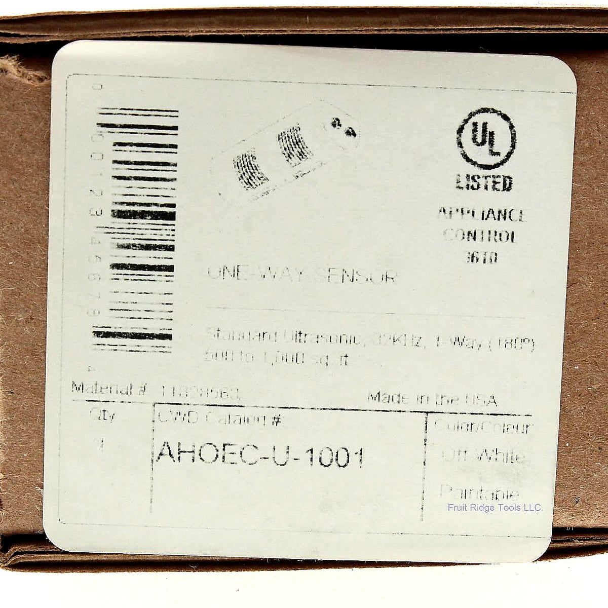 Cooper AHOEC-U-1001 White Off Standard Ultrasonic One-Way Sensor 180° 1000Sqft