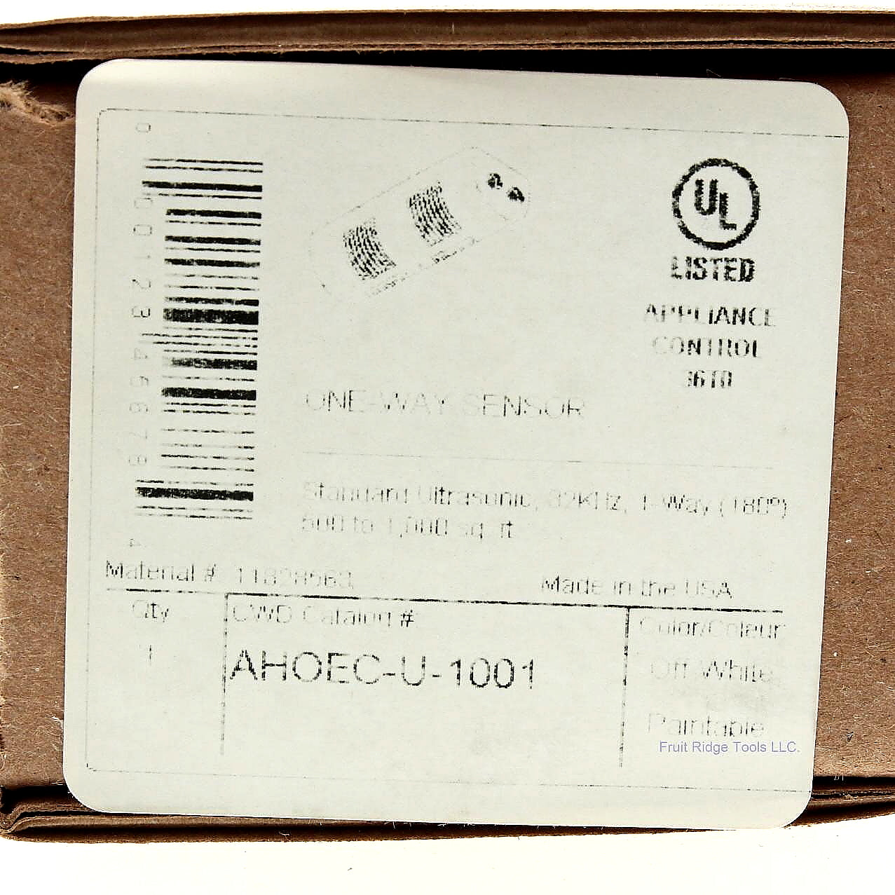 Cooper AHOEC-U-1001 White Off Standard Ultrasonic One-Way Sensor 180� 1000Sqft