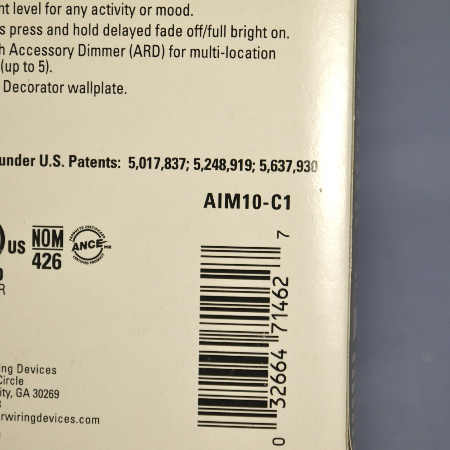 Cooper AIM10-C1 Almond White/Ivory/ Smart Dimmer Preset Switch Multi-Way 1000W