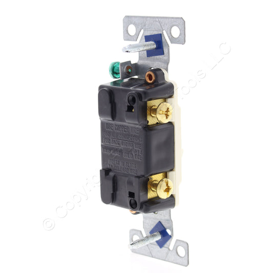 8 Cooper Almond Illuminated Toggle Wall Light Switches 15A 120V C1301-7LTA