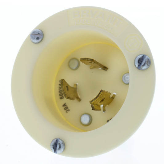 Cooper White Grounding Flanged Locking Inlet L9-20P 20A 600VAC 2P3W BW CWL920FI
