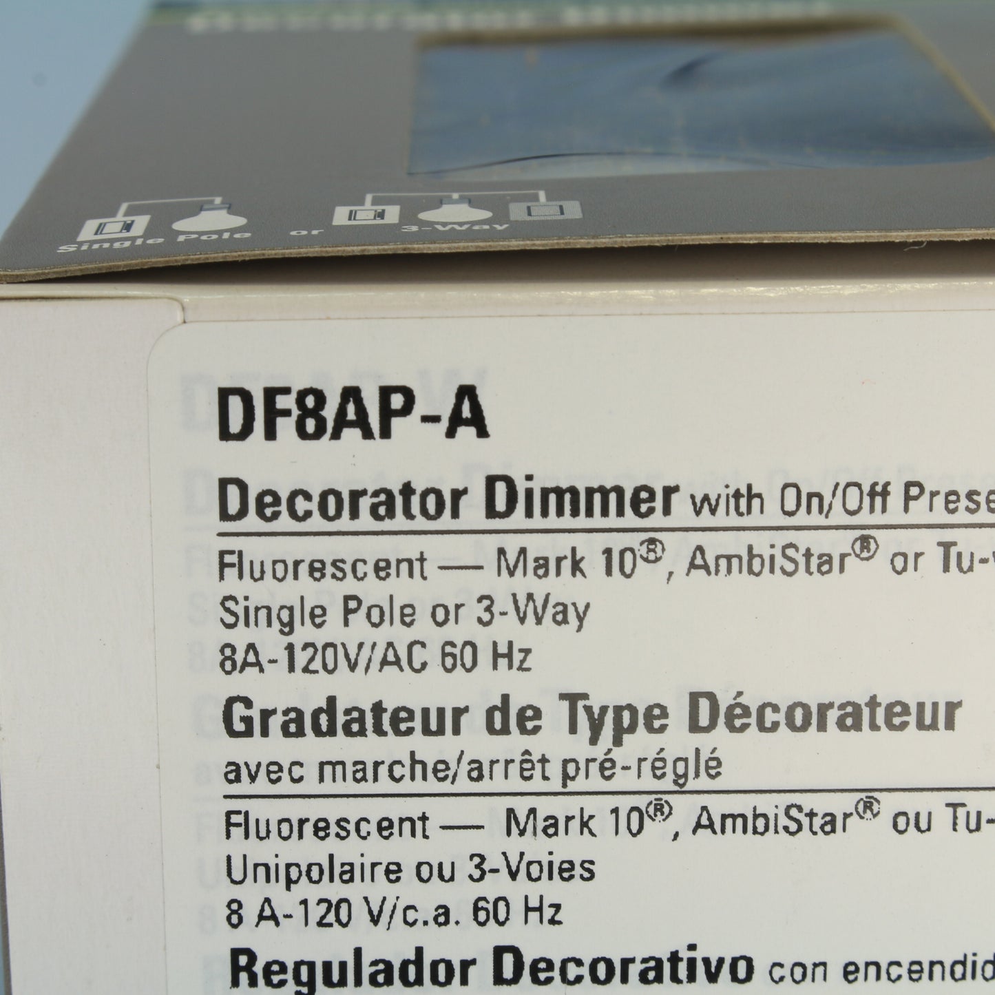 Cooper DF8AP-A Almond 1-Pole/3-Way Preset Decorator Fluorescent Dimmer 8A 120V