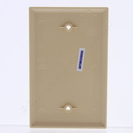 Cooper PJ13V Ivory Antimicrobial Unbreakable Mid-Size 1-Gang Blank Nylon Cover