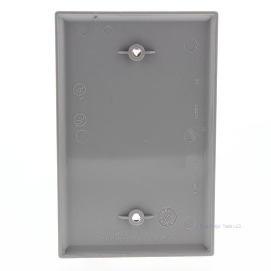 Cooper PJ13GY Gray 1-Gang Blank Unbreakable Mid-Size Wallplate Cover Box Mount