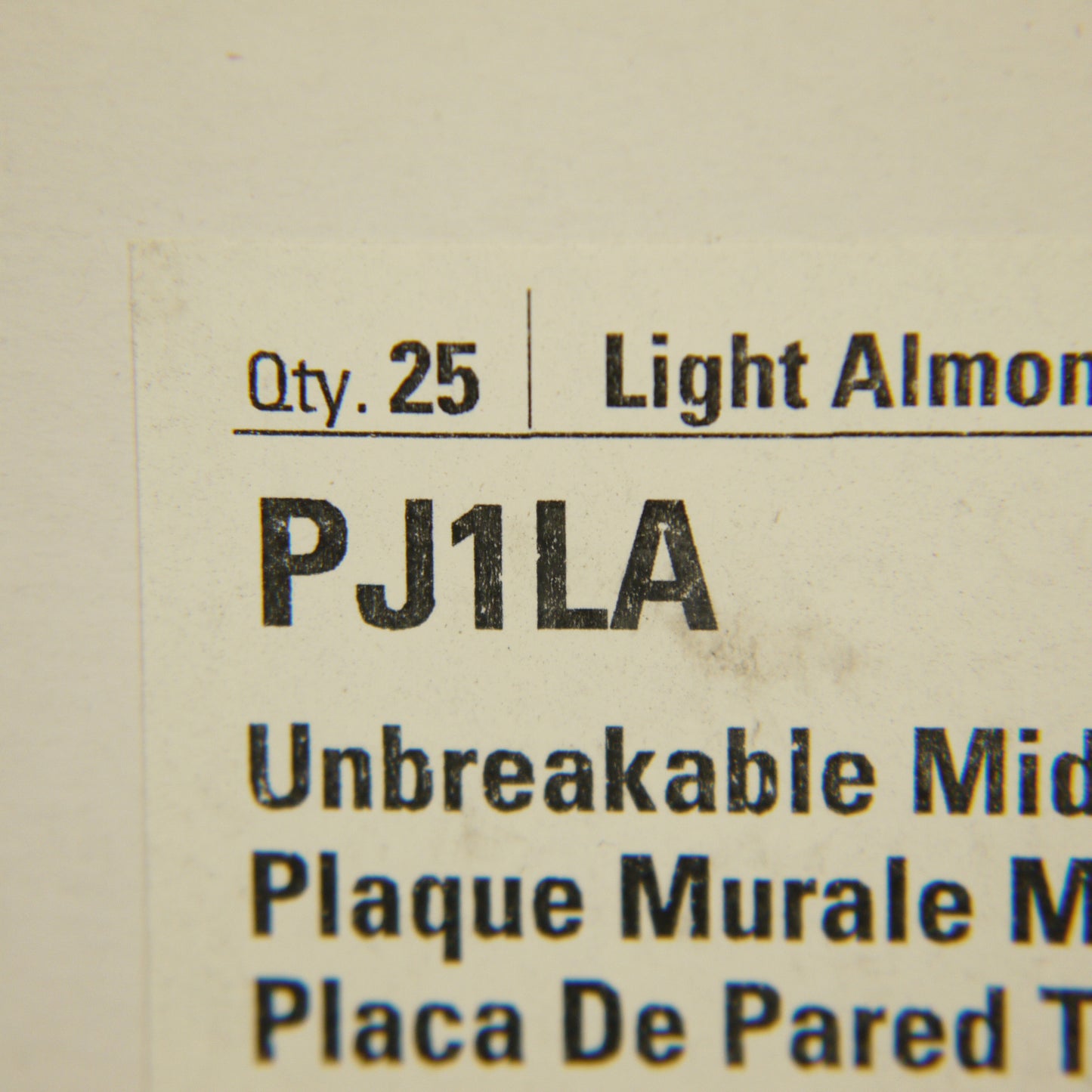 Cooper PJ1LA Light Almond 1-Gang Mid-Size Toggle Switch Nylon Wallplates 25pcs