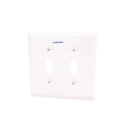 Cooper PJ2AMW White 2-Gang Toggle Switch Unbreakable Nylon Mid-Size Wallplate