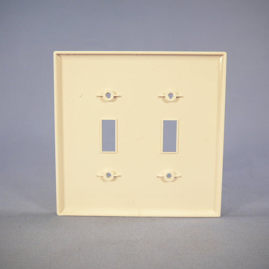 Cooper PJ2LA Light Almond 2-Gang Toggle Switch Unbreakable Mid-Size Wallplate