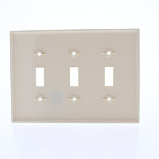 Cooper PJ3A Almond 3-Gang Toggle Unbreakable Nylon Mid-Size Wallplate Cover 10pc