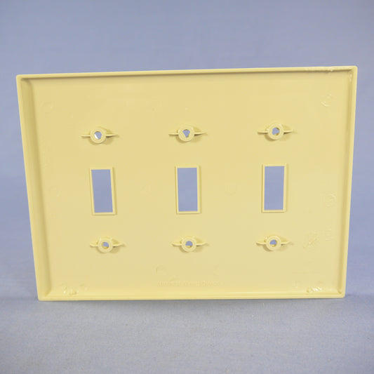 Cooper PJ3V Ivory 3-Gang Toggle Switch Unbreakable Mid-Size Wallplate Cover